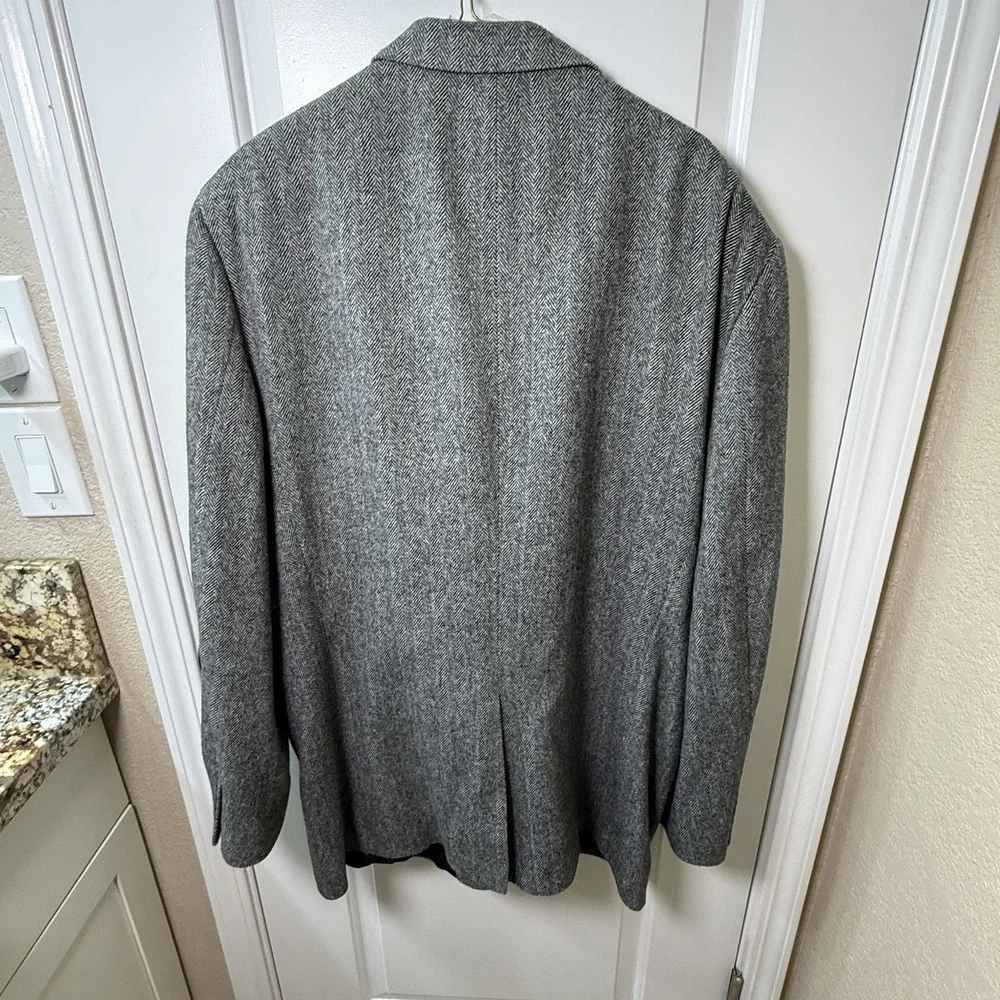 Southbridge Blazer Mens 46L Gray Herringbone Wool Camel Hair Sport Coat